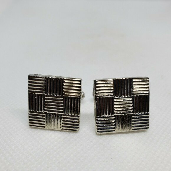 Square Design Silver Designer Cuff Links - Picture 5 of 8
